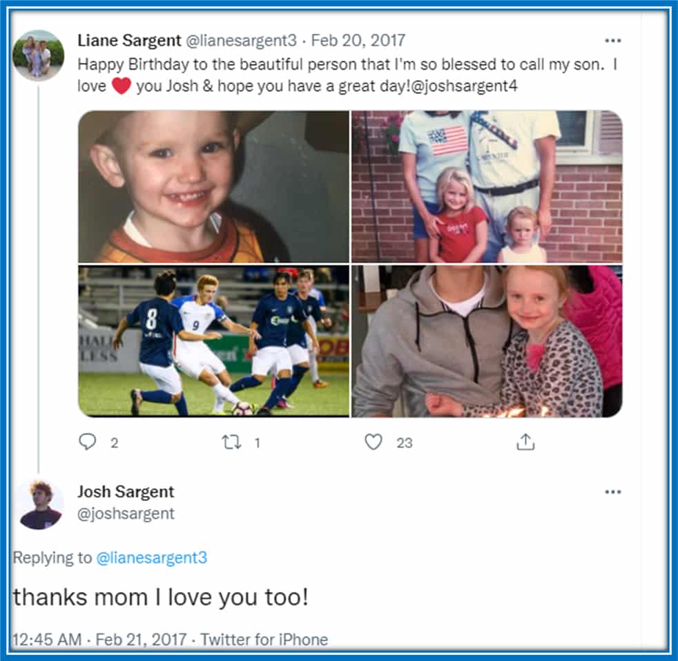 Here, Liane Sargent wished her son a happy 17th birthday.
