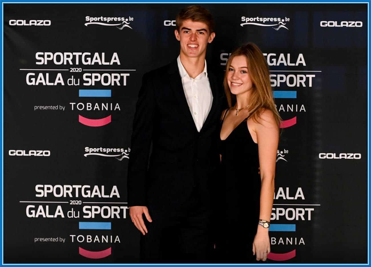 Jozefien Van de Velde and her boyfriend at a SportGala event.