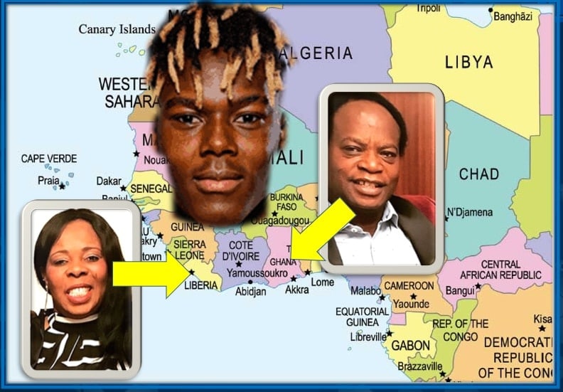 This map aims at helping you understand the country of the Winger's parents. Maria Williams is from Liberia, while her husband, Felix, has Ghanaian family origins.