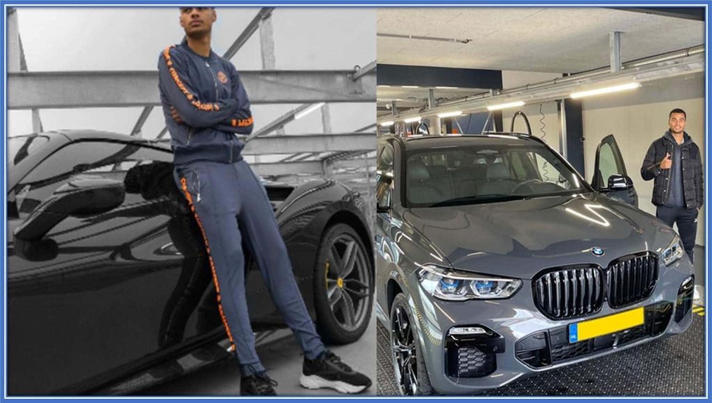 A photo of the Dutch professional footballer with his cars.