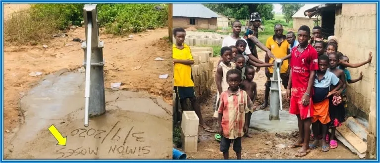 Moses Simon extended his helping hands to his village people. He sent monies for the execution of a borehole project.