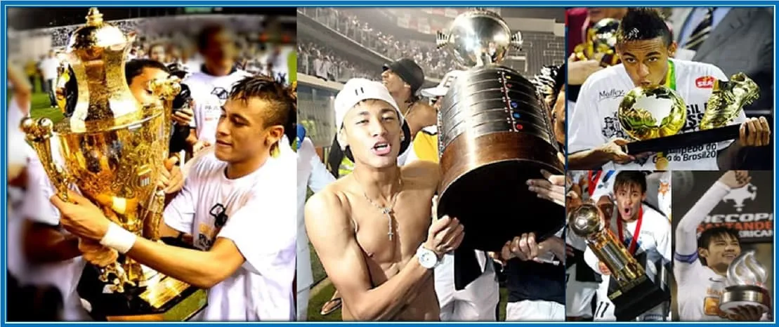 Neymar's Santos trophies.