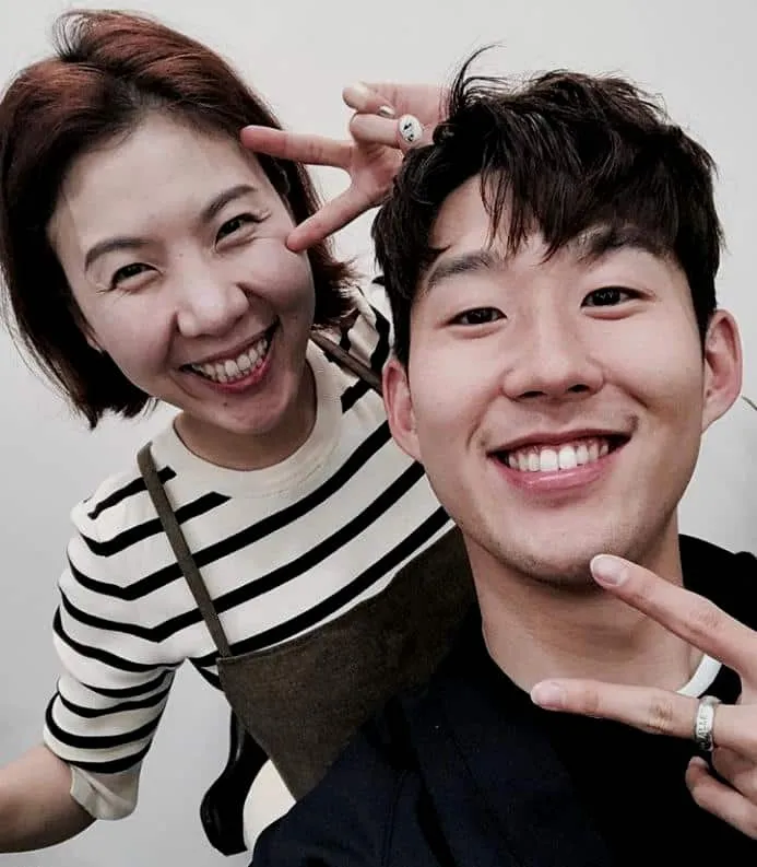 Son Heung-min with his mother.