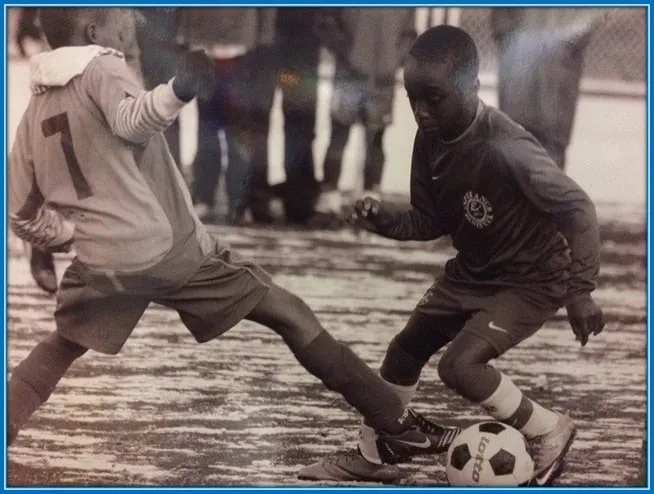 One of many photos of Moussa Diaby's childhood football memories that makes him feel nostalgic.