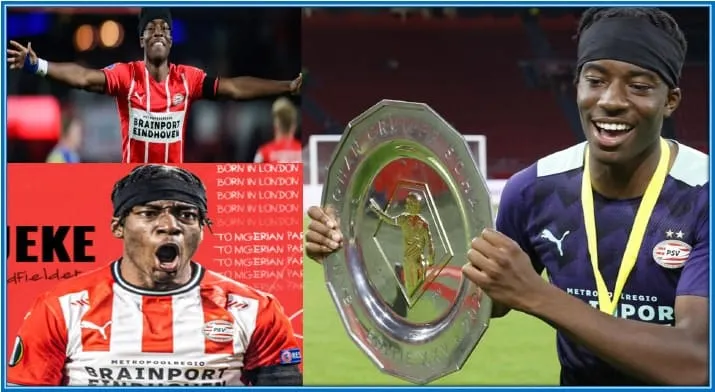 Noni Madueke's meteoric rise to fame. He helped his team win the prestigious Johan Cruyff Shield (2021).