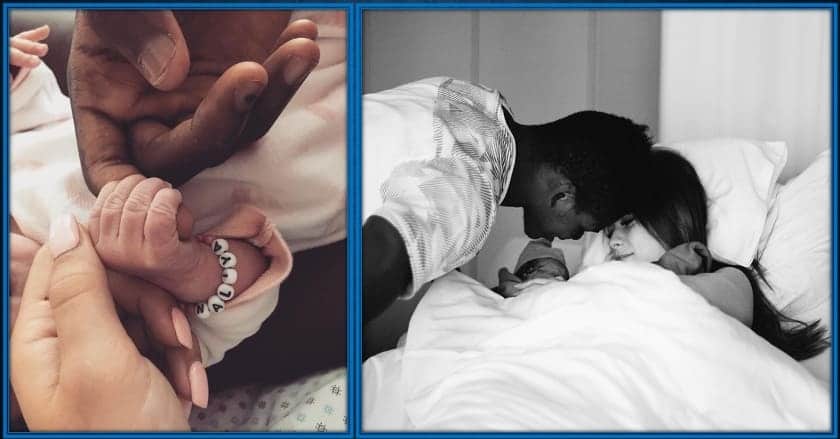 Breel Embolo, holding the hands of Naliya, his precious daughter.