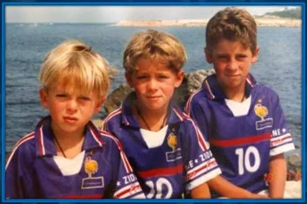 Little Thorgan (middle) is pictured alongside his brothers, Eden (right) and Kylian (left). Early on, they took likeness for Zidane's No:10 French shirt.