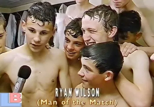 Young Ryan Giggs in an interview. At that time, he celebrated his man-of-the-match moment with his teammates.