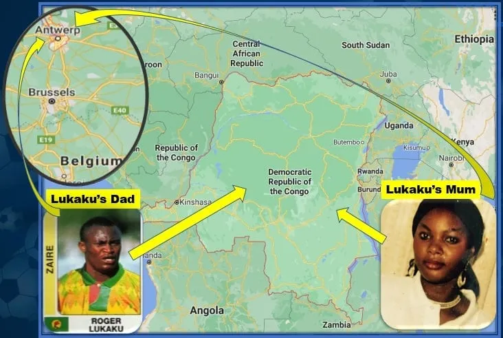 This map explains Romelu Lukaku Family Origin and migration to Belgium.