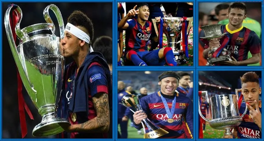 Neymar's Barcelona trophies.