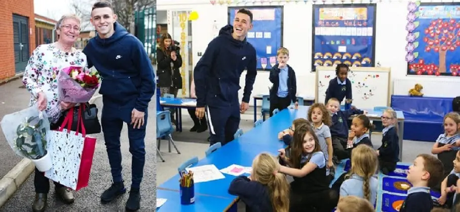 Phil Foden has a humble personality. Here, he returns the favour to his school teacher.