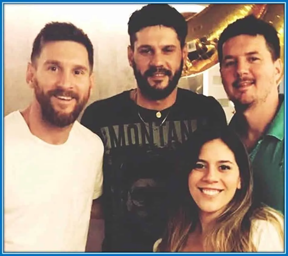 Meet Lionel Messi’s Siblings - Rodrigo Messi (far right), Matias Messi (middle), and Maria Sol Messi (his only sister).