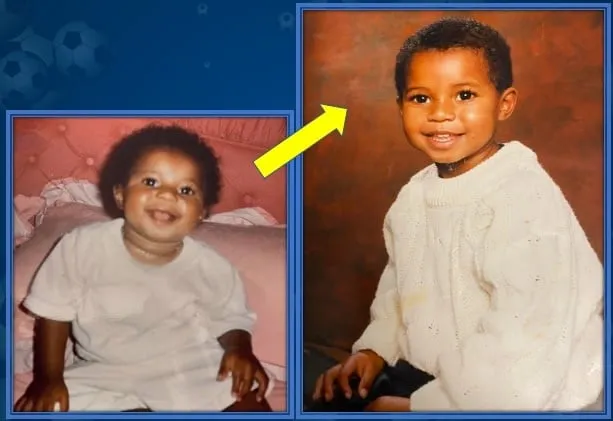Marcus Rashford, a few months old and at age two.