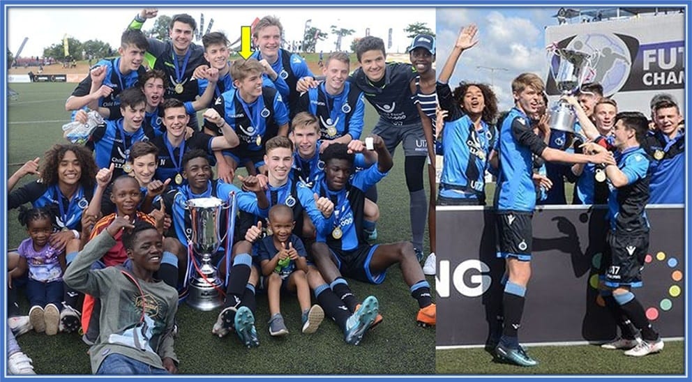 His Club Brugge side and some African fans celebrated the 2018 Future Champions Tournament's trophy together.