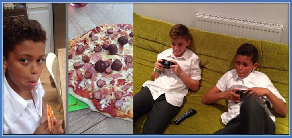 As a child, Brennan loved meat feast pizza. Also, the youngster and his bestie (Jude Brittain) always battle it out on FIFA 14.
