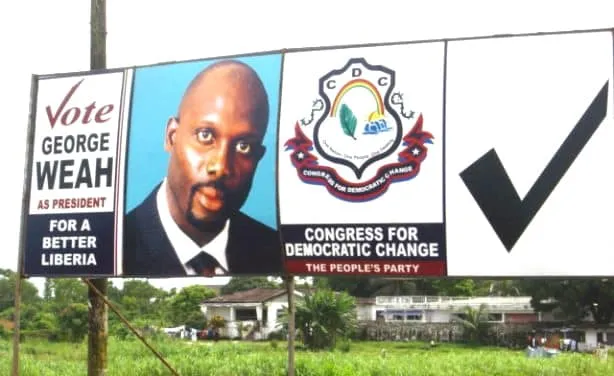 George Weah's political journey: Presidential run in 2005 and vice-presidential bid in 2011, both times challenged by Ellen Johnson Sirleaf.