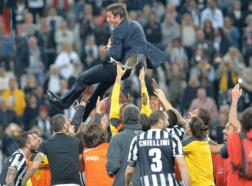 Antonio Conte is being thrown up by Juventus Players.