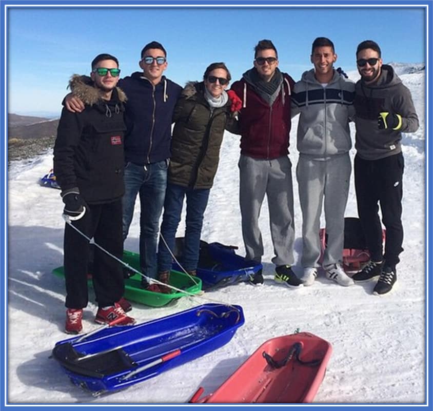 Sarabia and friends enjoying days off in the snow.