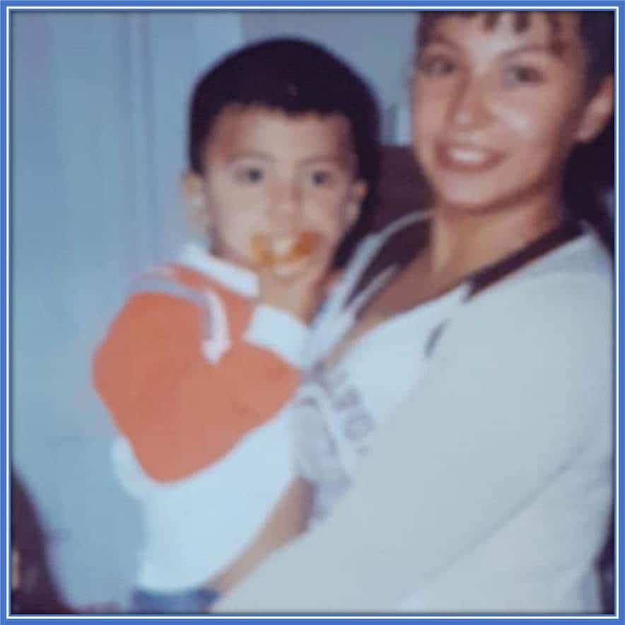 Young Uma Almada and her son, Thiago.