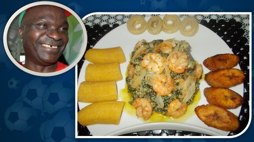 The Old Lion's favourite food is Plantain and Ndolé, a Cameroonian dish consisting of stewed nuts and shrimps.