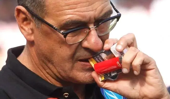 Accommodating the Unusual: RB Leipzig's tailored solution for Sarri's smoking habit during Napoli's UEFA Europa League clash in 2018.