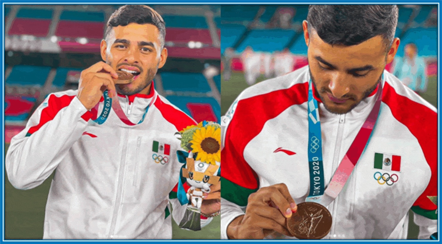 Alexis shows off his medal at the 2020 CONCACAF Olympics.