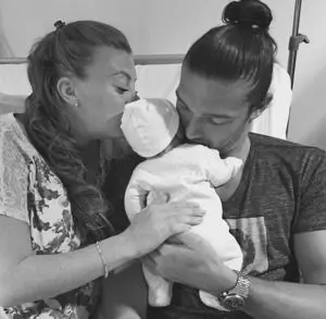 Billi Mucklow and Andy Carroll welcoming their child to the world.