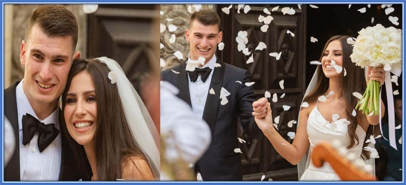 The wedding ceremony of Dominik Livaković and Helena Matić.
