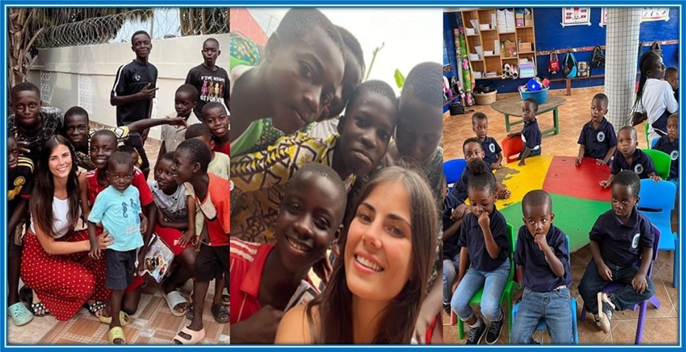 While in Ghana, Patricia Morales visited a school and got photographed with local kids.