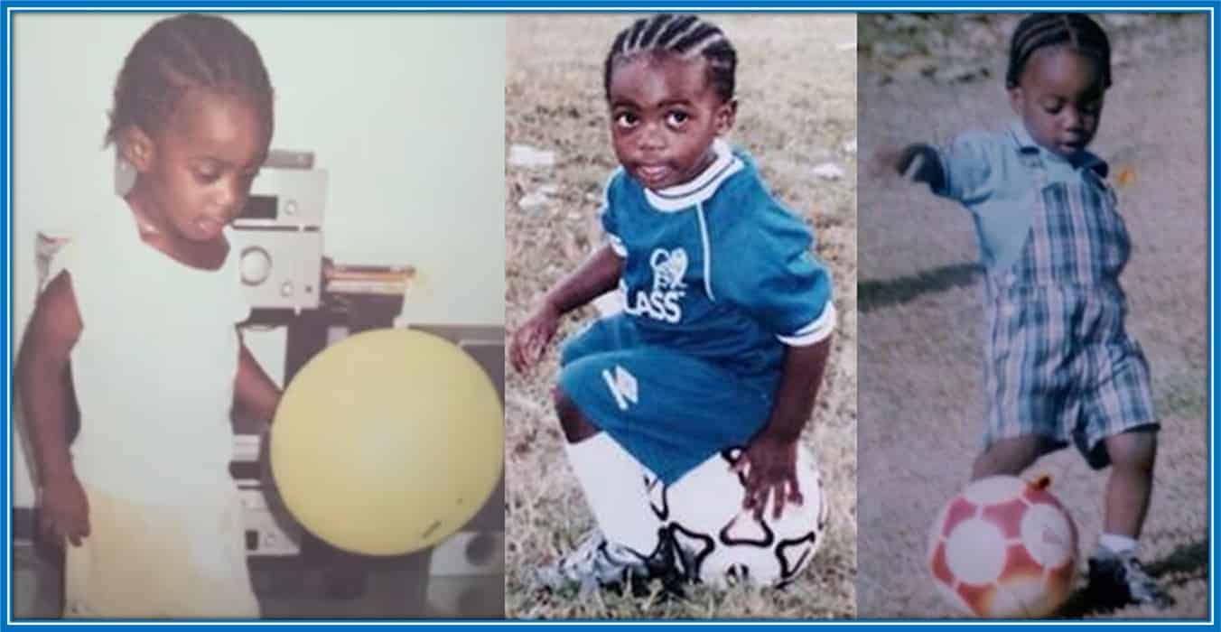 One of the earliest photos of Tim Weah with his balloon and soccer ball.