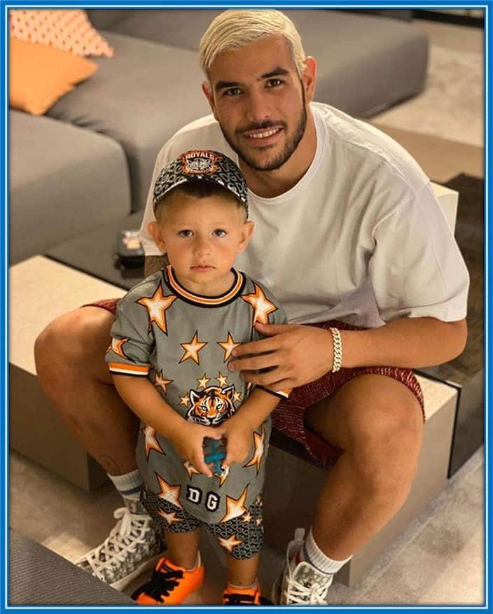 This is Martin, the son of Lucas Hernandez. He is pictured alongside his big Uncle.