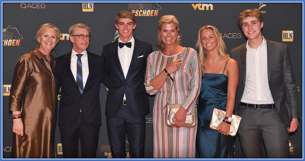 Charles De Ketelaere's family was a big part of his celebration of winning the honour of 'The Belgian Promising Talent of the Year; 2020'.