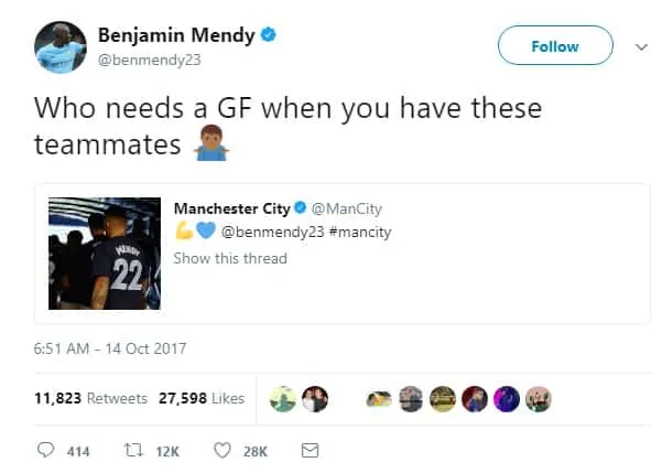 Benjamin Mendy's heart is devoted to his teammates and career, without a romantic relationship for now. 