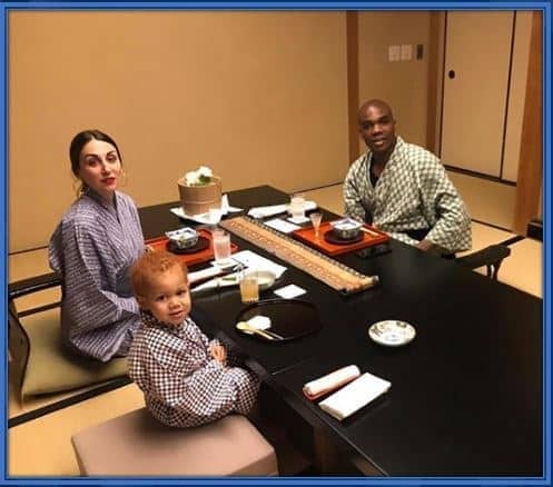 Young Angelo Ogbonna having dinner with his family.