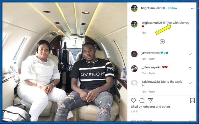 Bright and his Mum enjoys a private jet together.