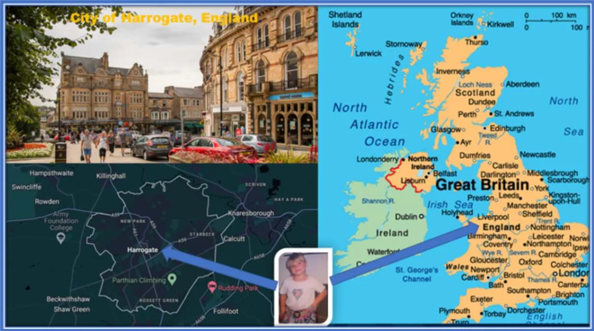 This map helps you understand Harrogate in England, the Birthplace of the Stellar Left-Back. Image source: Expedia.com, Google.com, and Infoplace.