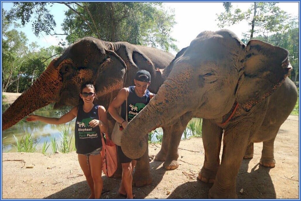 Throwback to when Che Adams and his girlfriend visited Elephant Jungle Sanctuary in Phuket.