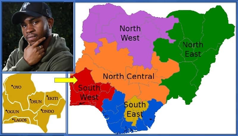 This is a map of Nigeria that explains Ademola Lookman's family origin.