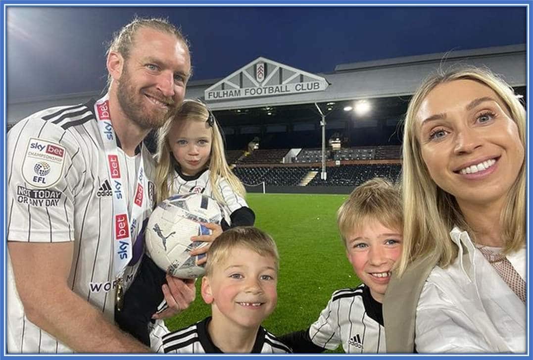 Tim Ream with his Children Aiden, Theodore, Lilly, and wife, Kristen.