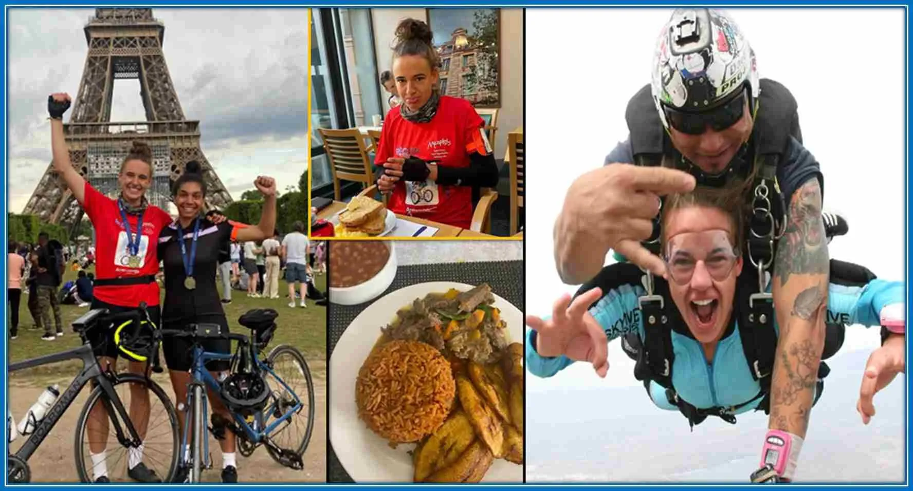 Ashleigh Plumptre personal life - Showing her passion for cycling, Nigerian Cuisine and skydiving.