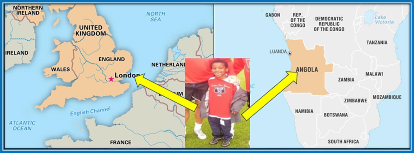 The map shows the different family origins of the athlete. Image Source: Google