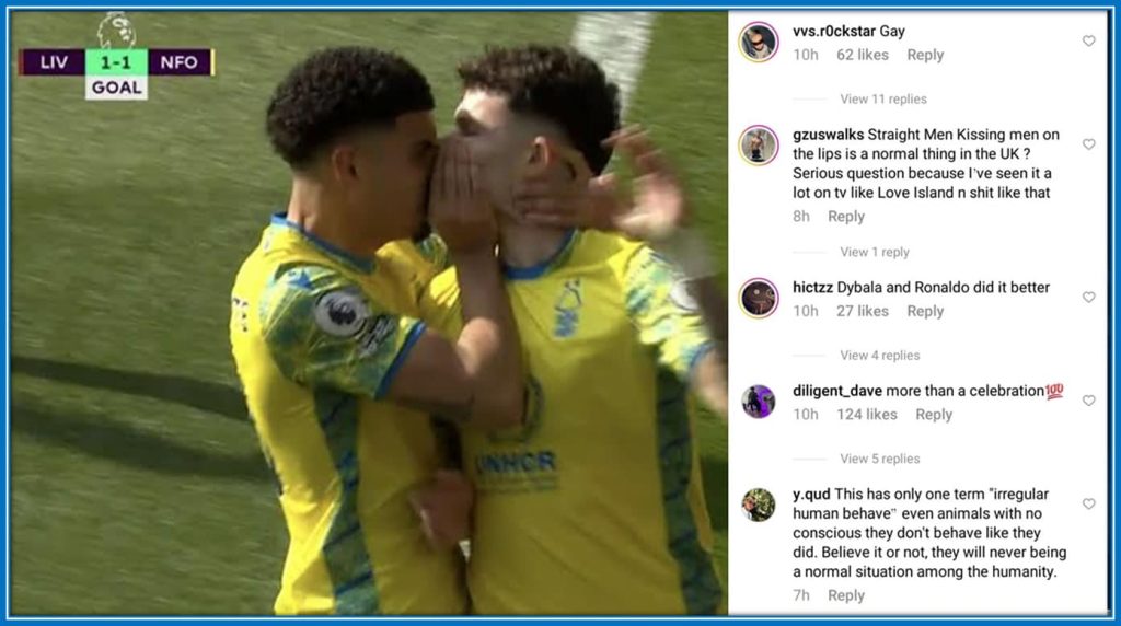 Varied Fan Reactions: From speculations about their sexuality to cultural norms in the UK, the captured moment sparks diverse opinions among football enthusiasts on Instagram