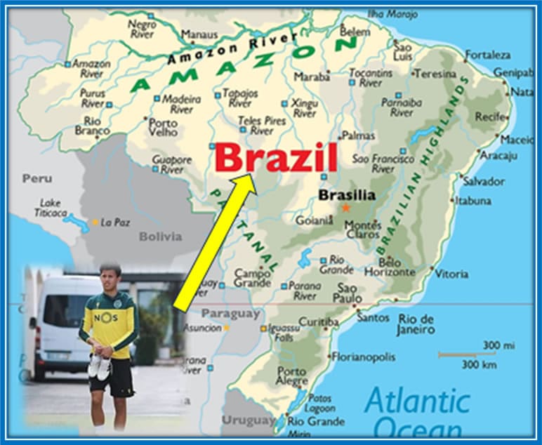 Brazil is the Birthplace of Nunes. Source: World Atlas.
