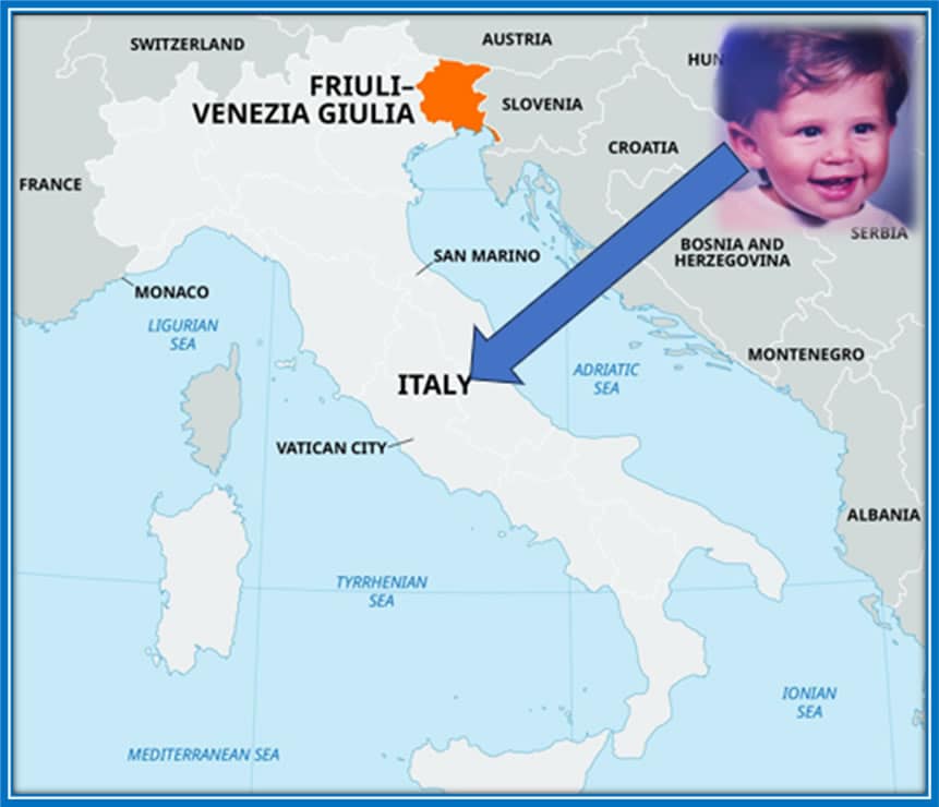 Italy in Udine is where the goal keeper was born. Credit: Google.