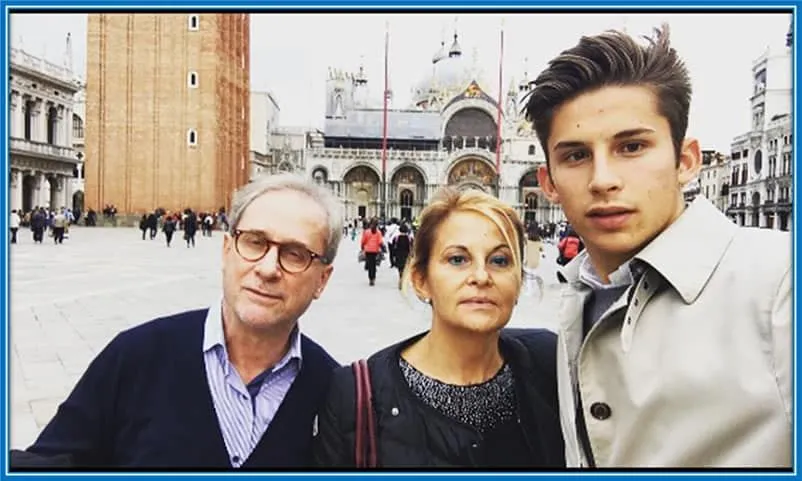 Meet Guglielmo Vicario's Parents- Michael and Monica with their son. Picture Source: Instagram, guglielmovicario.