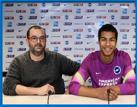 Here is the athlete's father besides him as he makes a deal with a club. Image: brightonandhovealbion