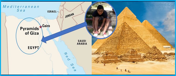 Mostafa's Origin is traced to Giza with its famous pyramids.