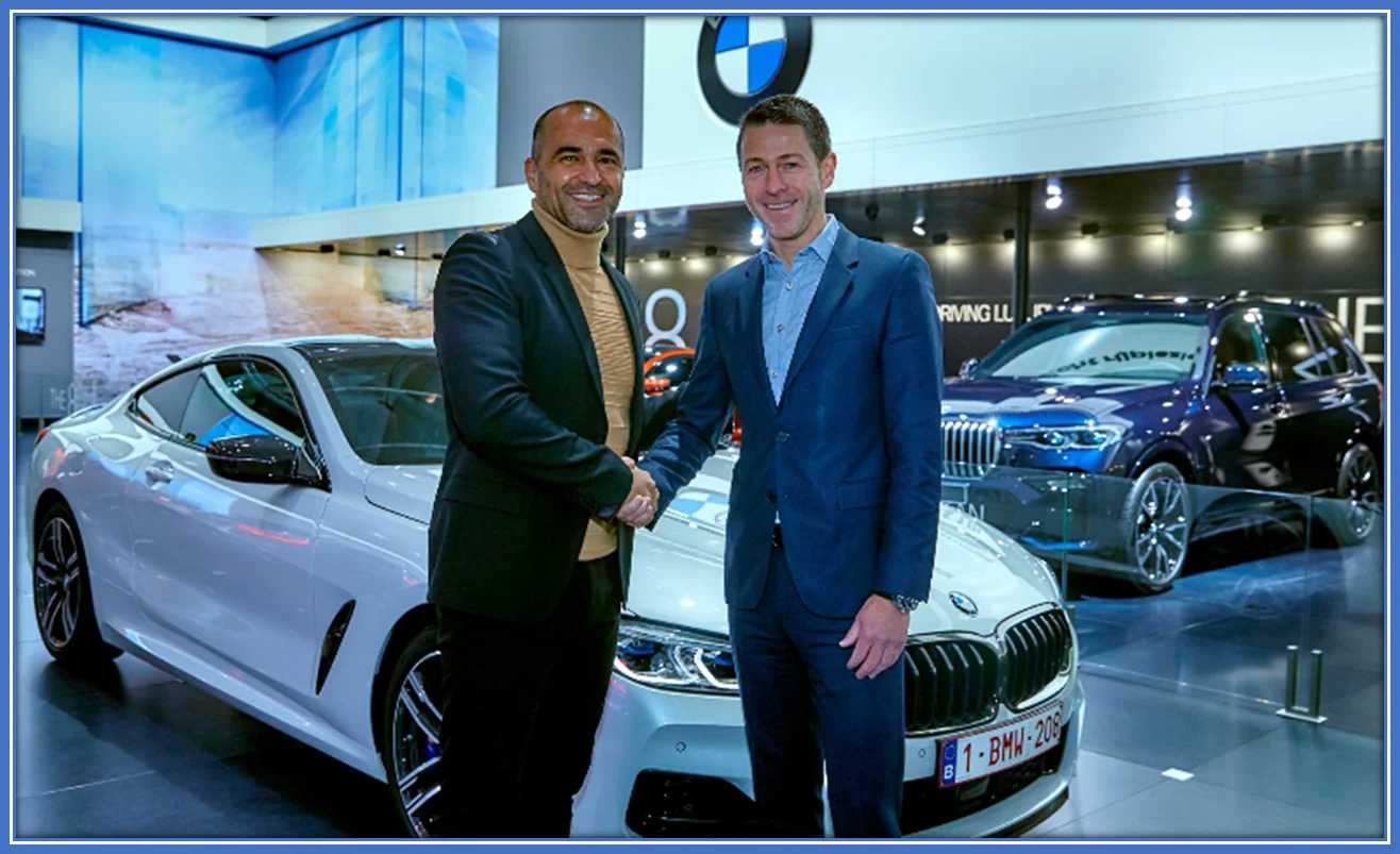Roberto Martinez being presented a brand New BMW