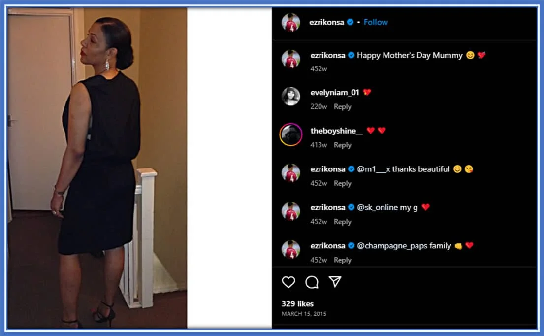 Ezri Konsa's Heartwarming Mother's Day Message Reflects the Cherished Bond Between Mother and Son. Credit: Instagram/ezrikonsa