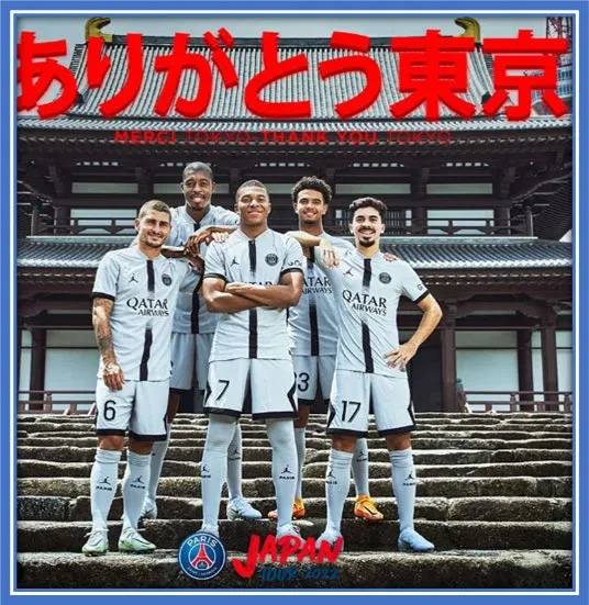Warren Zaire-Emery and his teammates, including M'Bappe, during their Japan Tour. Credit: wzairemery6.